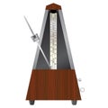 Classic mechanical metronome. Wooden case. Front view. .