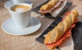 Classic Mediterranean breakfast in the street cafe Royalty Free Stock Photo