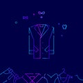 Classic Men Coat Vector Line Icon, Illustration on a Dark Blue Background. Related Bottom Border Royalty Free Stock Photo