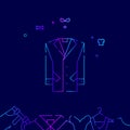 Classic Men`s Coat Vector Line Icon, Illustration on a Dark Blue Background. Related Bottom Border Royalty Free Stock Photo