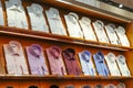 Classic men's shirts of various colors on display in a men's clothing store. Royalty Free Stock Photo