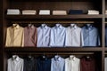 Classic mens shirts on shelf boutique accessory. Generate Ai