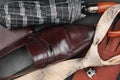 Classic mens shoes, tie, cufflinks, gloves,umbrella, purse on na