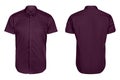 Classic mens violet shirt short sleeve isolated white background Royalty Free Stock Photo