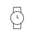 Classic mens watch outline vector icon. EPS 10.... Wrist watch simple black line. Isolated on white. Royalty Free Stock Photo