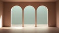 Classic metaphysics surreal interior design, empty space with ceramic floor, archway with stucco colored walls, colorful plaster, Royalty Free Stock Photo