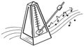 A classic metronome keeping time with musical notes in the background, vector design Generative AI Royalty Free Stock Photo
