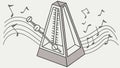 Classic Metronome with Musical Notes, Rhythm Tool Vector Design Generative AI Royalty Free Stock Photo
