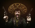 Mexican Bandito with Two Revolvers Old West Pistalero Royalty Free Stock Photo