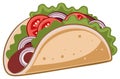 Classic Mexican taco with fresh vegetables and meat cartoon vector icon Royalty Free Stock Photo