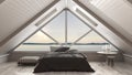 Classic mezzanine loft with big window and sea panorama, bedroom