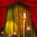 Classic Microphone with Colorful Curtains Royalty Free Stock Photo