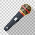 Classic microphone icon in flat style on transparent background Royalty Free Stock Photo