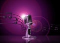 Classic microphone with pink lighting Royalty Free Stock Photo