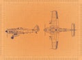 Classic Military plane - Retro Blueprint