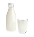 Classic milk bottle and glass