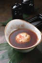 Classic miso soup with crab meat.