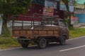 Classic Mitsubishi L300 pick-up truck on the road driving fast