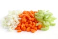 Classic mix of carrots, celery and onion all chopped up Royalty Free Stock Photo