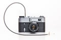 Classic 35mm old analog camera with cable release