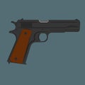 Classic 9mm pistol vector illustration. Legendary armament.