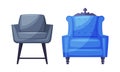 Classic and modern armchairs set, furniture for cozy room interior vector illustration Royalty Free Stock Photo