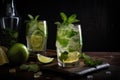 classic mojito with mint leaf and lime peel garnish