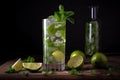 classic mojito with mint leaf and lime peel garnish