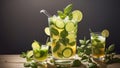 Classic Mojito with a Muddler for National Mojito Day.AI Generated