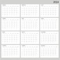 Classic monthly calendar for 2024. Calendar in the style of minimalist square shape. The week starts on Monday. Russian text