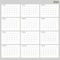 Classic monthly calendar for 2024. Calendar in the style of minimalist square shape. The week starts on Monday. Ukrainian text