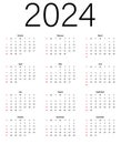 Classic monthly calendar for 2024