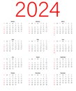 Classic monthly calendar for 2024 year