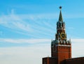 Classic Moscow tower on Red square city background