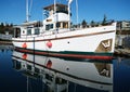 Classic motor yacht in marina Royalty Free Stock Photo