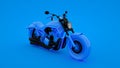 Classic Motorbike isolated on blue background. 3d rendering Royalty Free Stock Photo