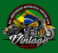 classic motorcycle with brazil flag background Royalty Free Stock Photo