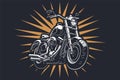Classic motorcycle vector illustration. Motor bike for logo, biker club emblem, sticker, t shirt design print Royalty Free Stock Photo