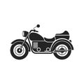 Classic motorcycle illustration in black and white featuring a side view on a white background Royalty Free Stock Photo
