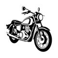 classic motorcycle vector clean black white front side illustration with spoke detail Royalty Free Stock Photo