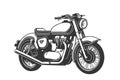 Classic motorcycle vector illustration. Motor bike for logo, biker club emblem, sticker, t shirt design print Royalty Free Stock Photo