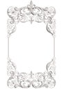 Classic moulding white frame with ornament decor isolated on white background