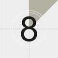 Classic movie countdown frame at the number eight. Vintage retro cinema. Abstract concept graphic element. Art design.
