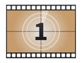 A classic movie countdown frame at the number One. Vector illustration.