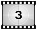 A classic movie countdown frame at the number three Royalty Free Stock Photo