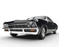 Classic muscle black car - front view closeup Royalty Free Stock Photo