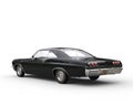 Classic muscle black car - left side back view Royalty Free Stock Photo