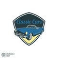 Classic muscle car emblems, high quality retro badge and vintage icon. Design elements for service car repair, restoration and car