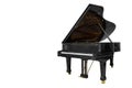 Classic musical instrument black piano isolated on white background