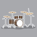 Classic musical instrument drum set. Vector image